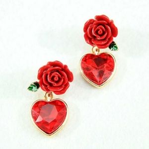 Rose Heart Drop Earrings